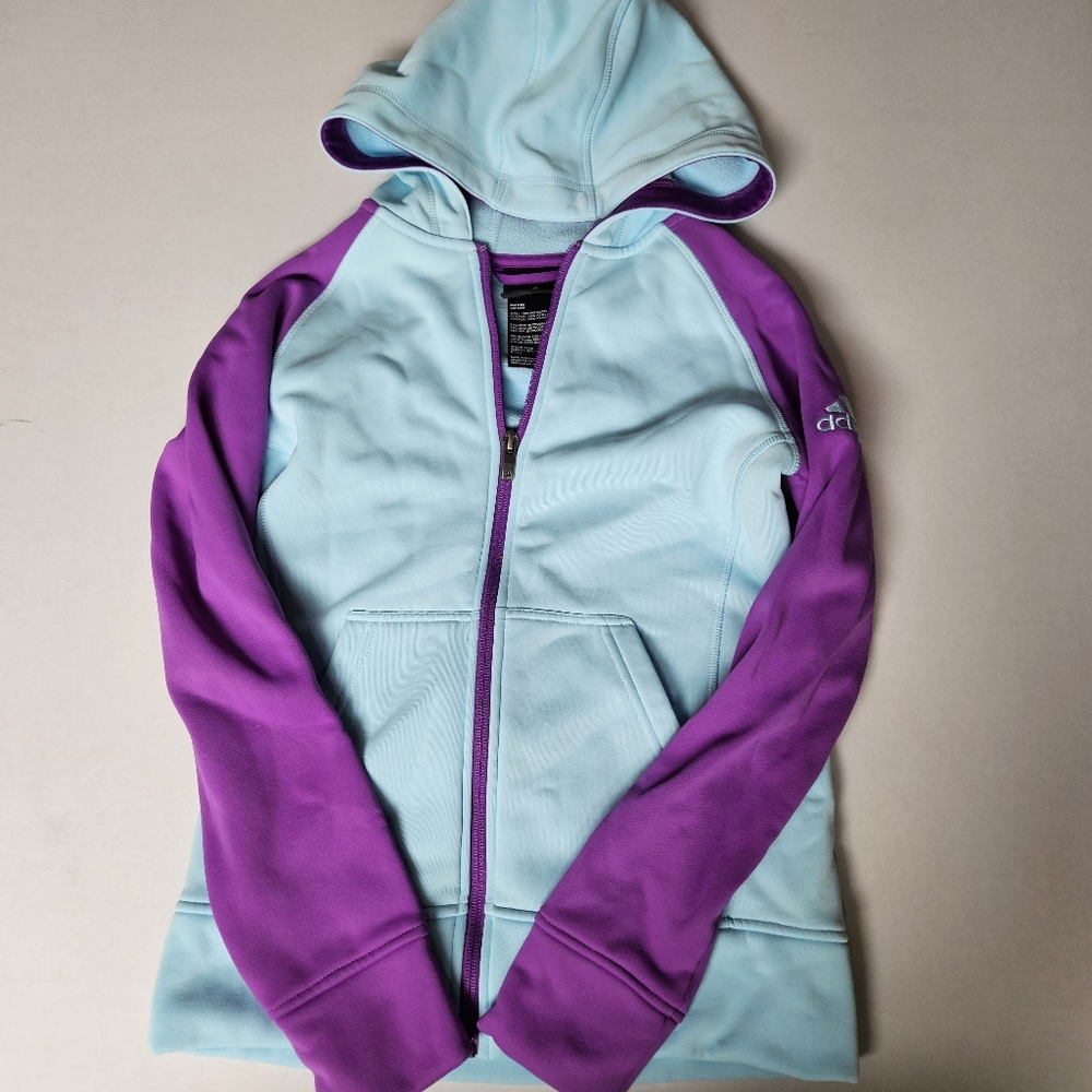 Girls 10/12 Light Blue and‎ Purple Zip Hoodie